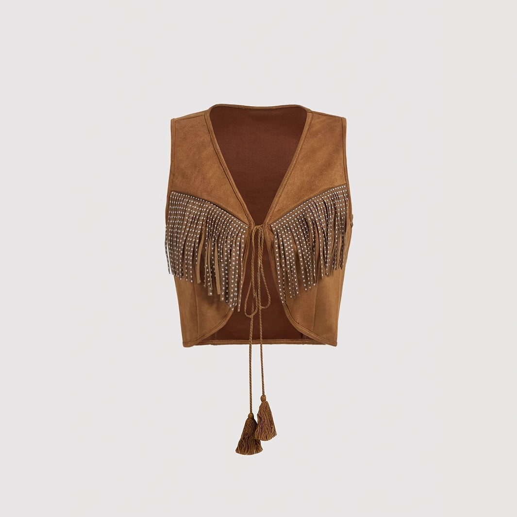 Fringed Denim Vest - Vintage Inspired