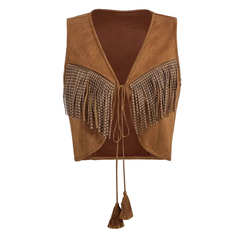 Fringed Denim Vest - Vintage Inspired