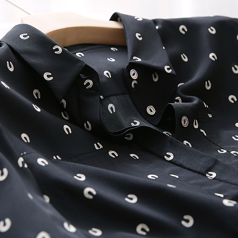 Women's Stretch Silk Loose Print Shirt - Premium Summer Top