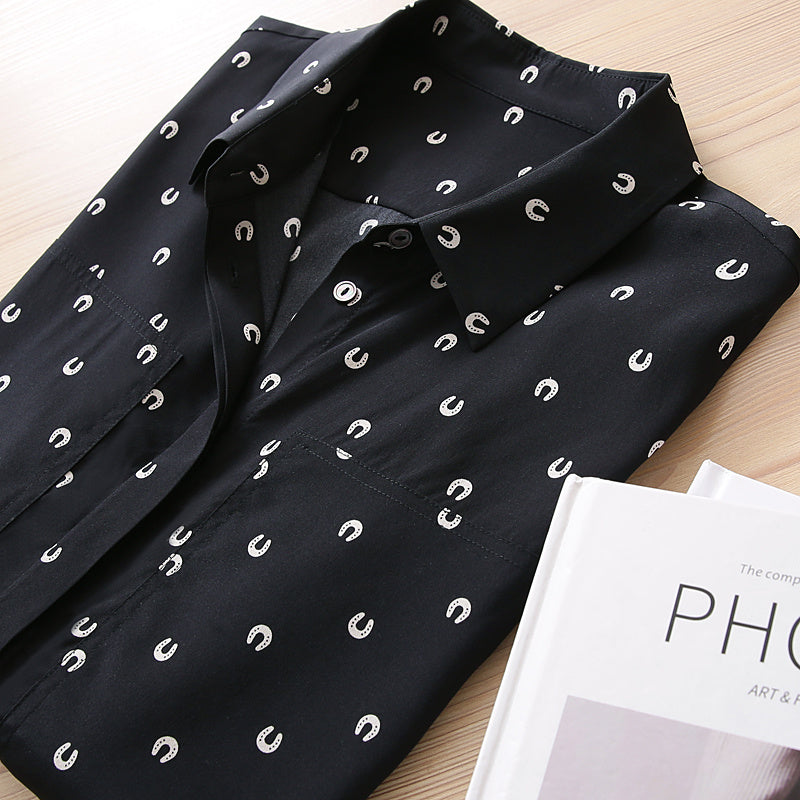 Women's Stretch Silk Loose Print Shirt - Premium Summer Top