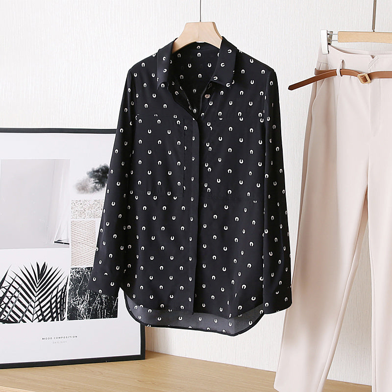Women's Stretch Silk Loose Print Shirt - Premium Summer Top