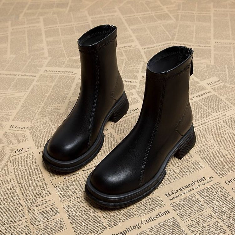 Women's Thick Heel Flat Ankle Boots