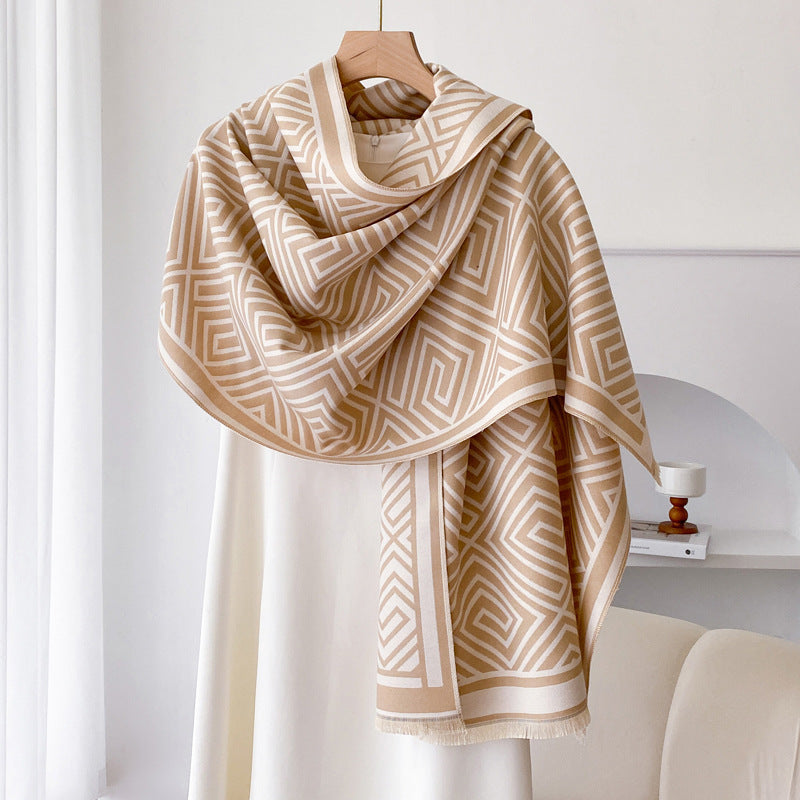 Luxury Plaid Wool Blanket Cloak | Thickened Warm Office Shawl - Neomodest