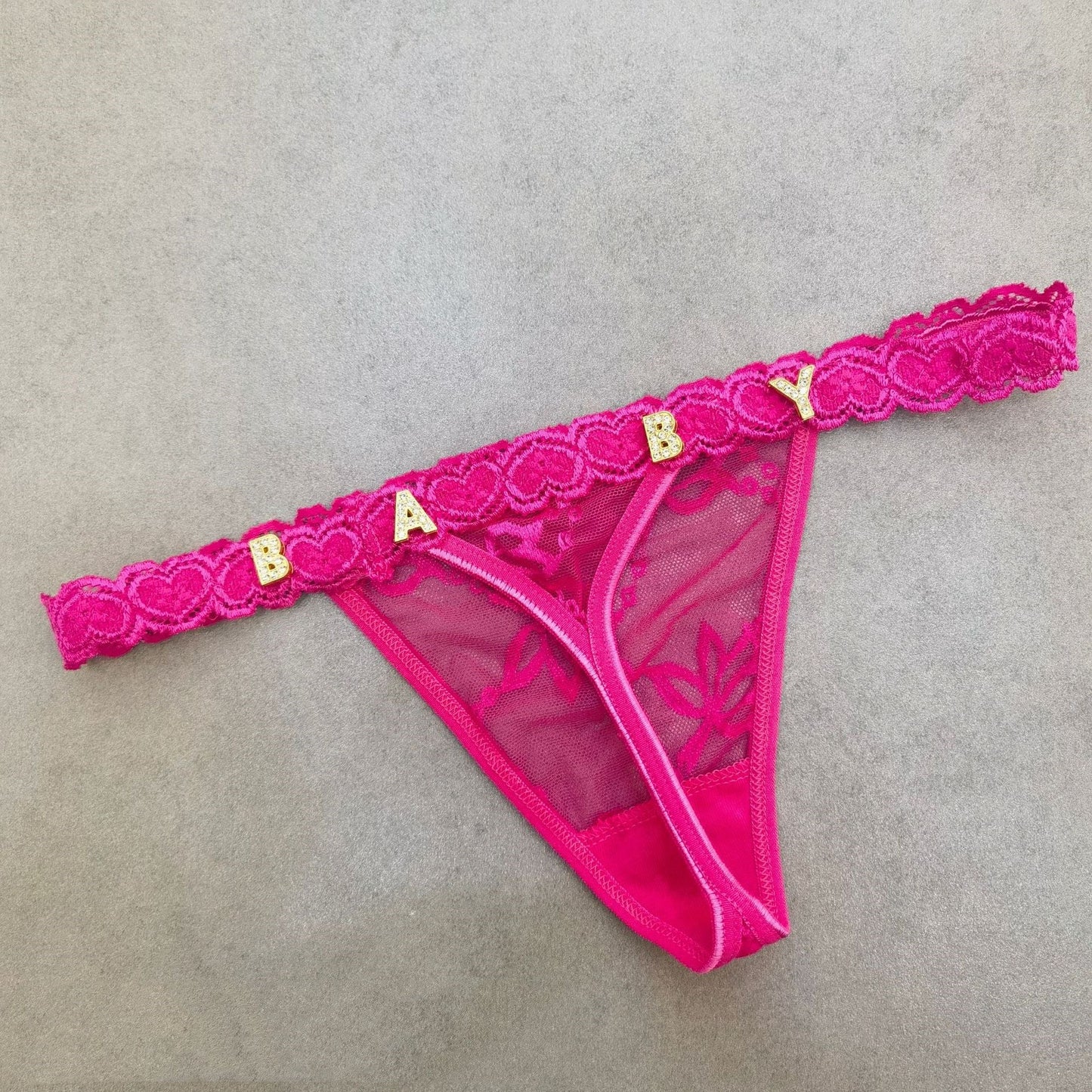 Women's Transparent Rhinestone Letter Lace Shorts