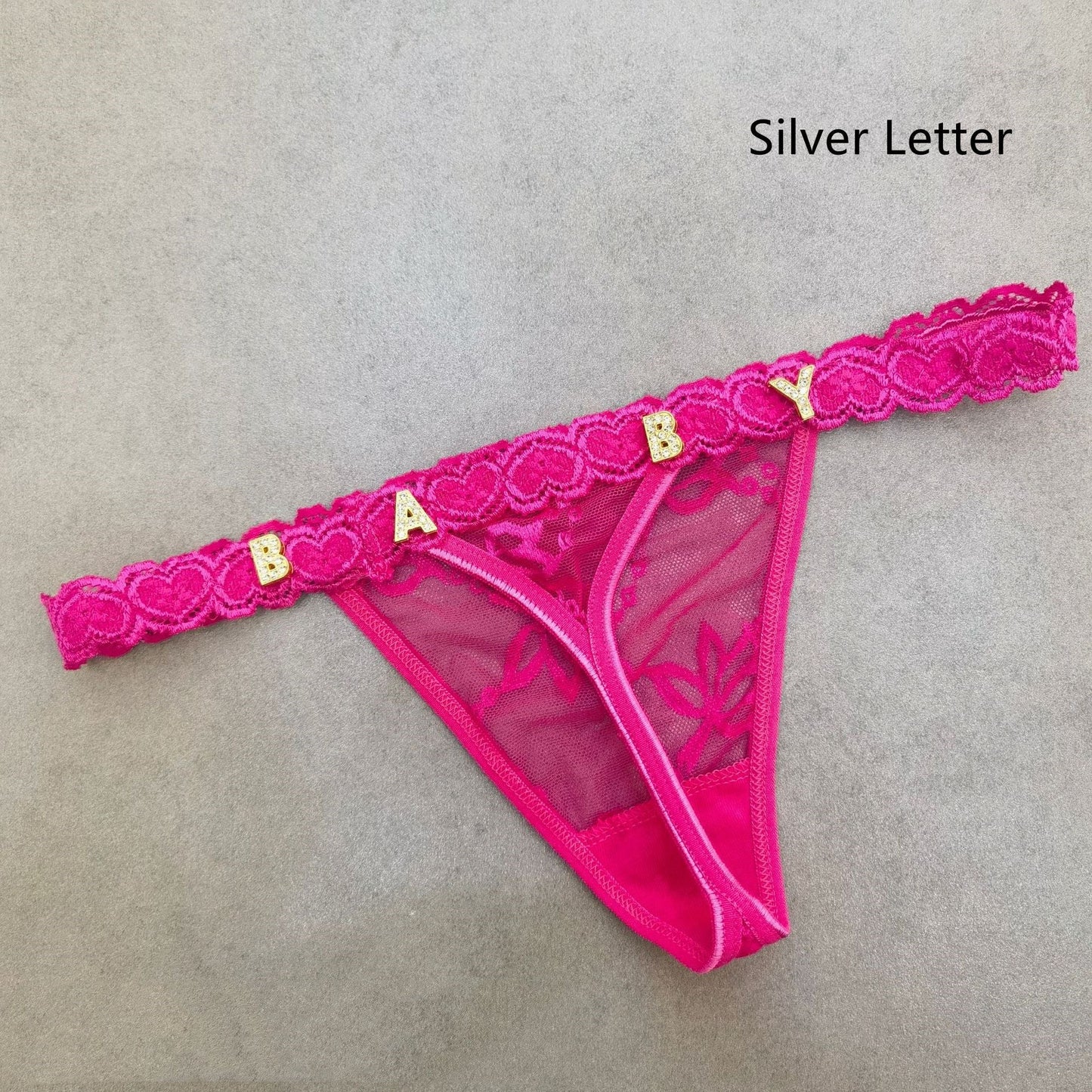 Women's Transparent Rhinestone Letter Lace Shorts