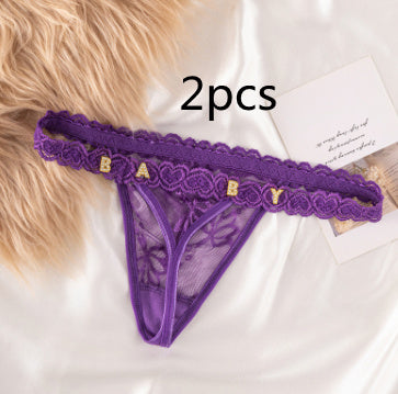 Women's Transparent Rhinestone Letter Lace Shorts