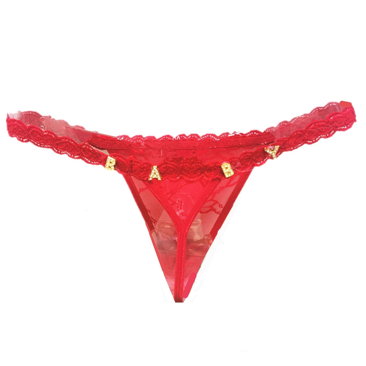 Women's Transparent Rhinestone Letter Lace Shorts