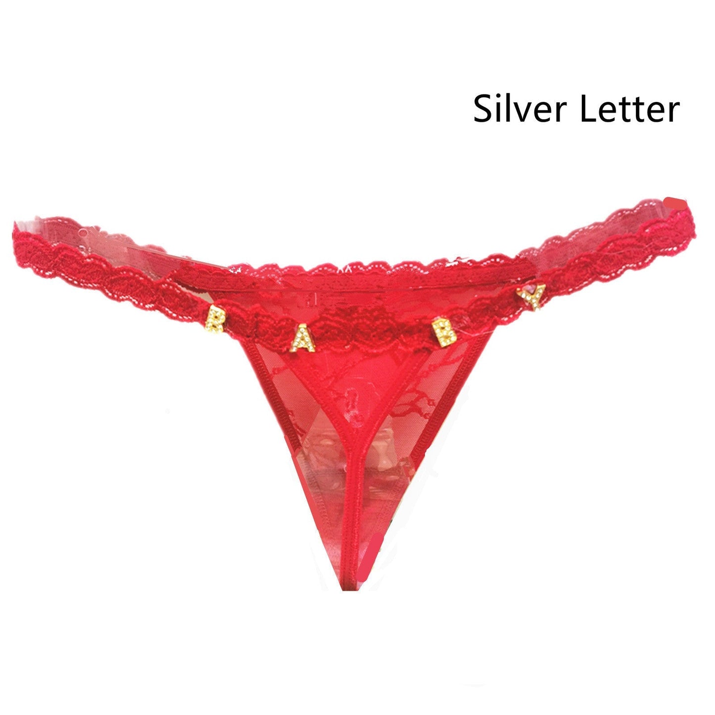Women's Transparent Rhinestone Letter Lace Shorts