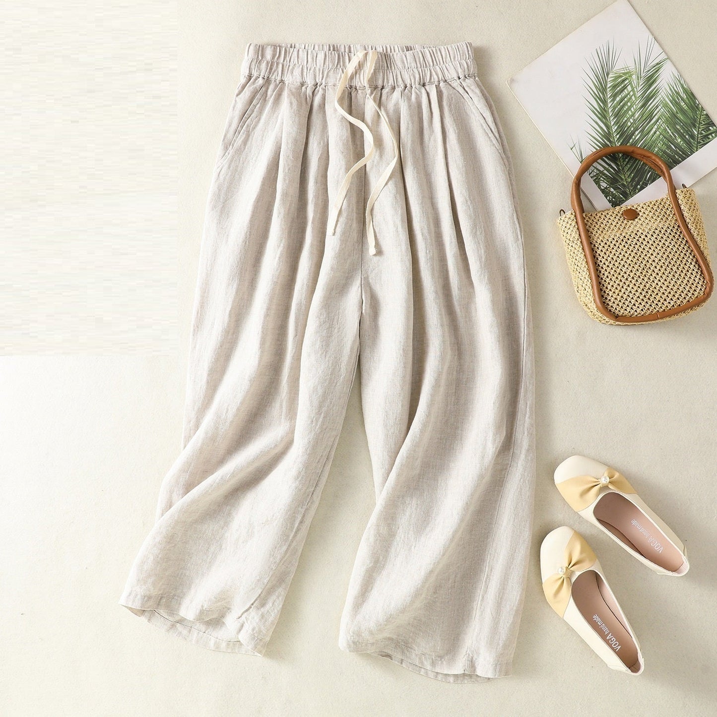 Women's Wide Leg Cotton Linen Summer Pants
