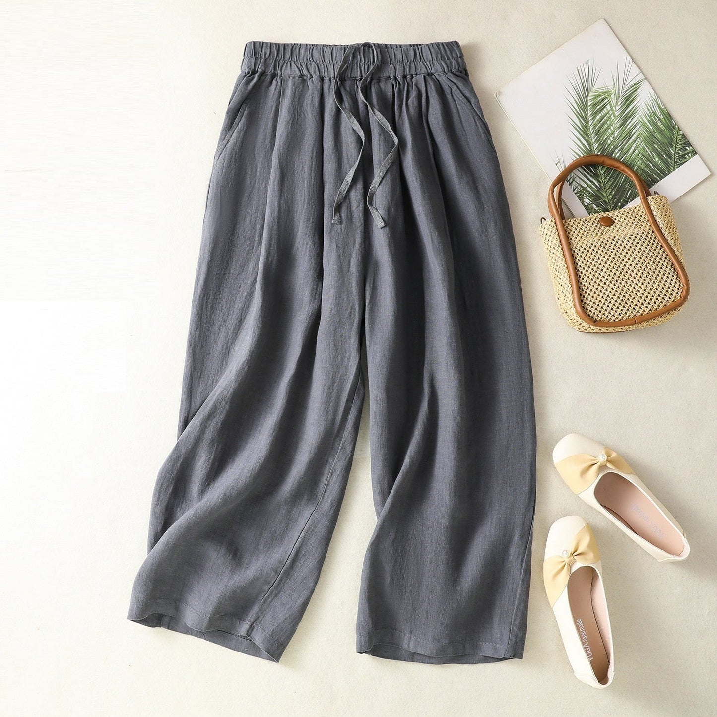 Women's Wide Leg Cotton Linen Summer Pants
