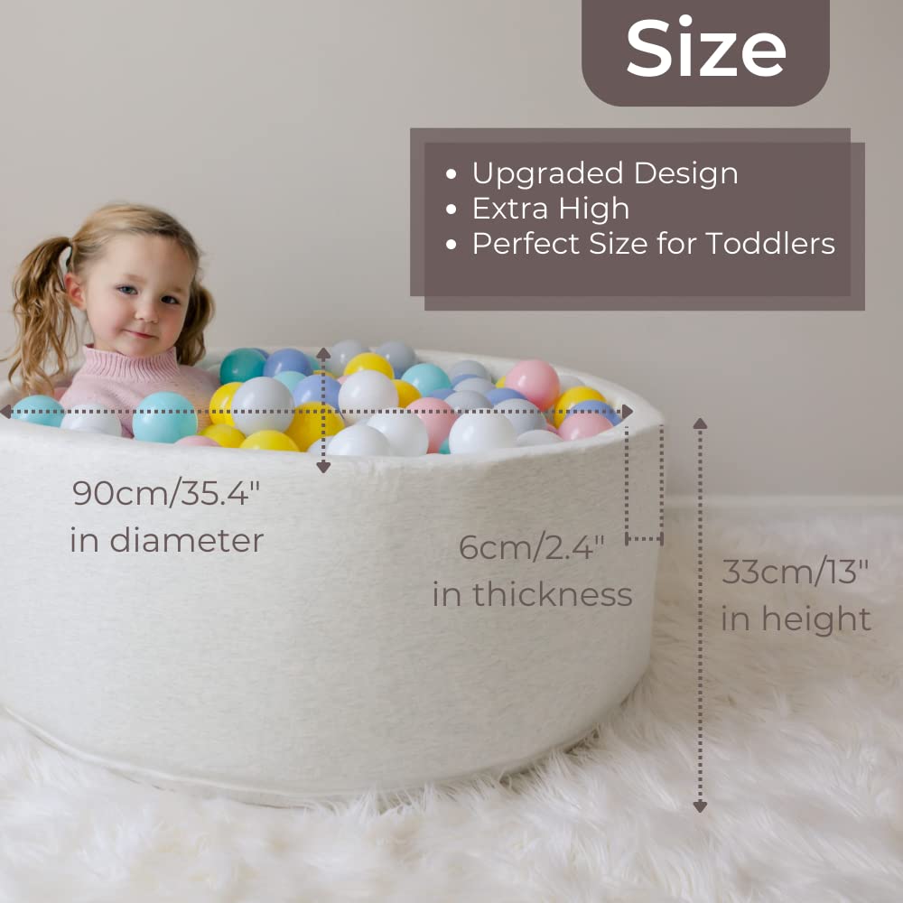 Wonder Space Deluxe Kids Ball Pit – Premium Plush, One-Piece Design (Light Grey)
