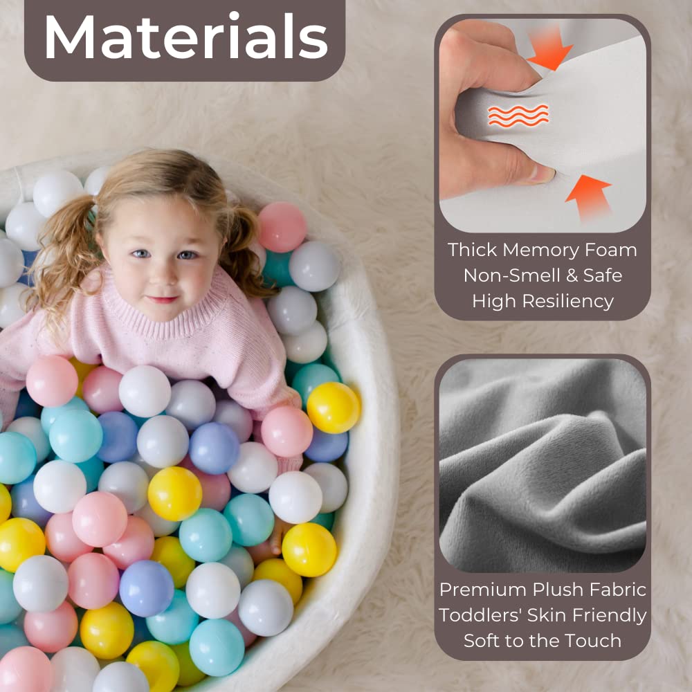 Wonder Space Deluxe Kids Ball Pit – Premium Plush, One-Piece Design (Light Grey)