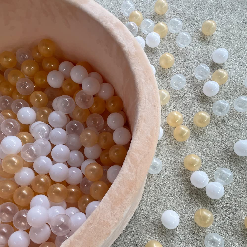 Wonder Space Soft Pit Balls – 100 Mixed Champagne, BPA-Free, Odorless, Crush-Proof Plastic