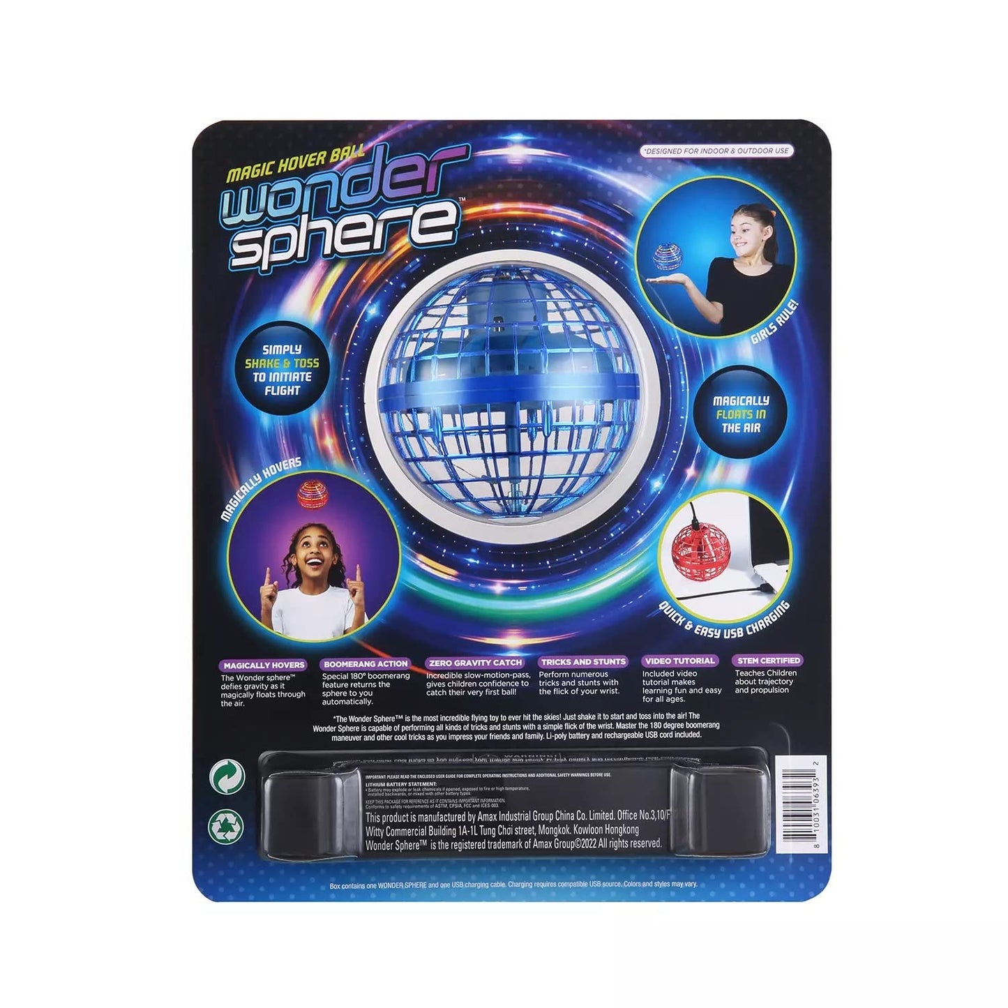 Wonder Sphere Magic Hover Ball – Blue: 180° Boomerang Tricks for Indoor Play
