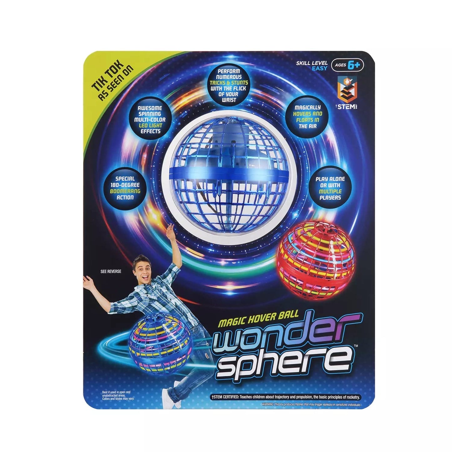 Wonder Sphere Magic Hover Ball – Blue: 180° Boomerang Tricks for Indoor Play
