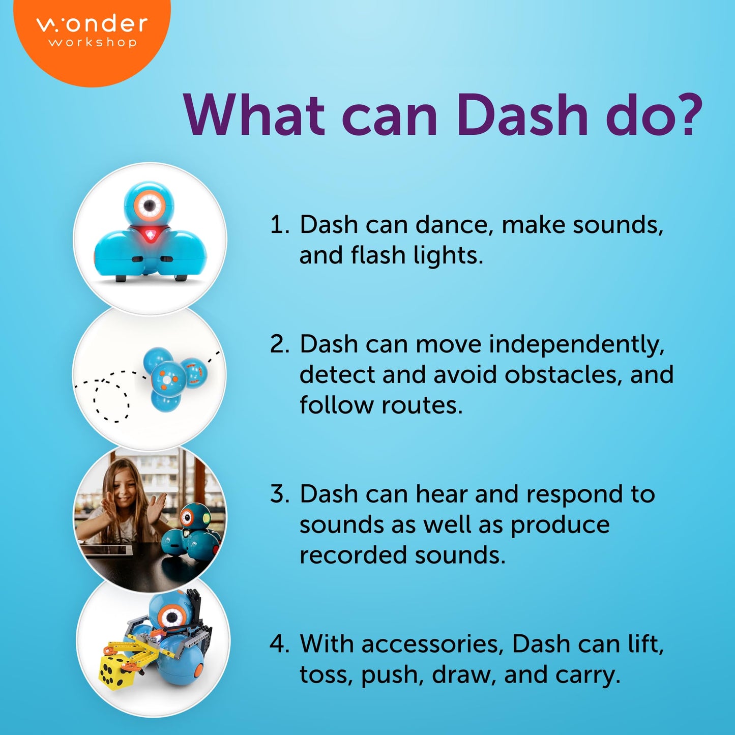 Wonder Workshop Dash Robot - Voice-Activated Coding Robot for Kids 6+ | Interactive STEM Toy