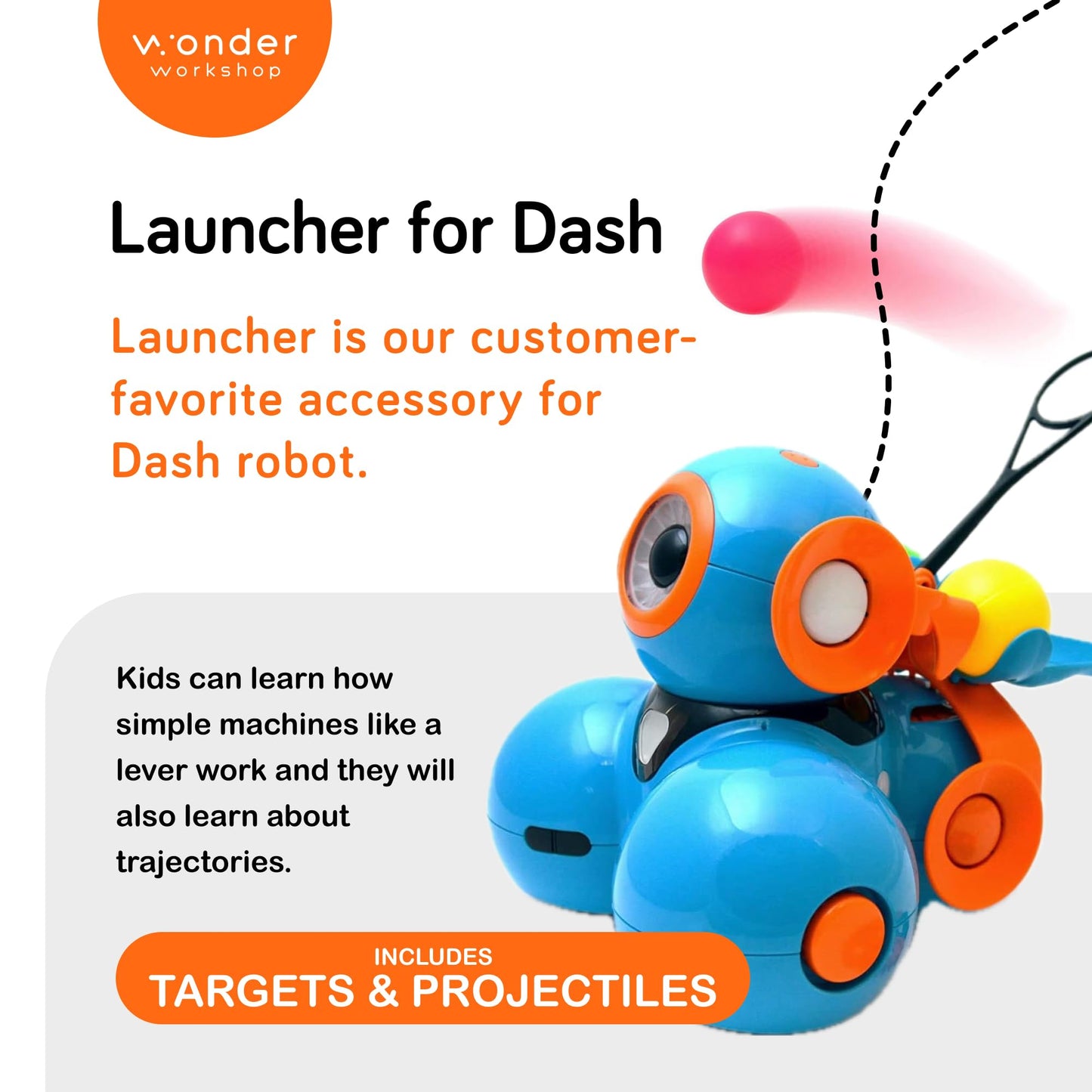 Wonder Workshop Launcher for Dash Robot, Black – Interactive STEM Play