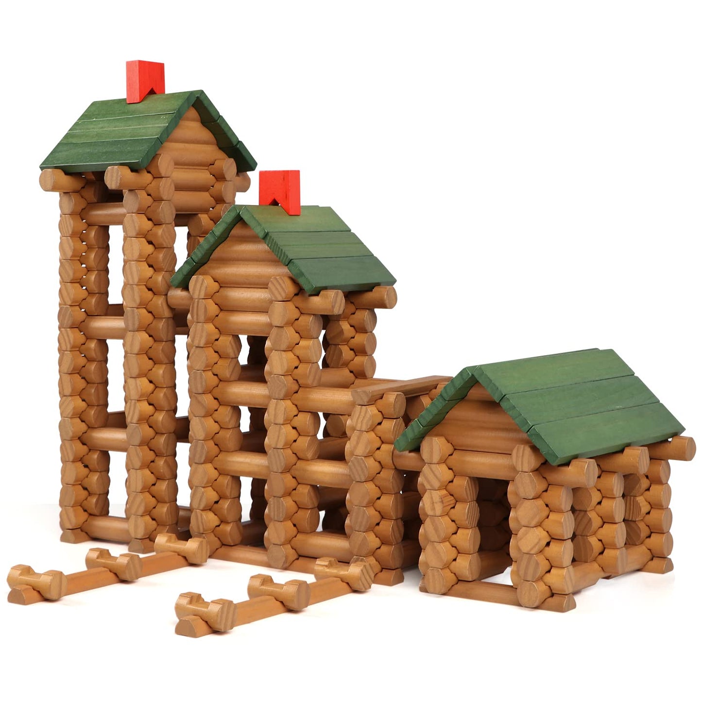 Wondertoys 328-Piece Wooden Logs Set for Kids 3+ | Classic Building Toys