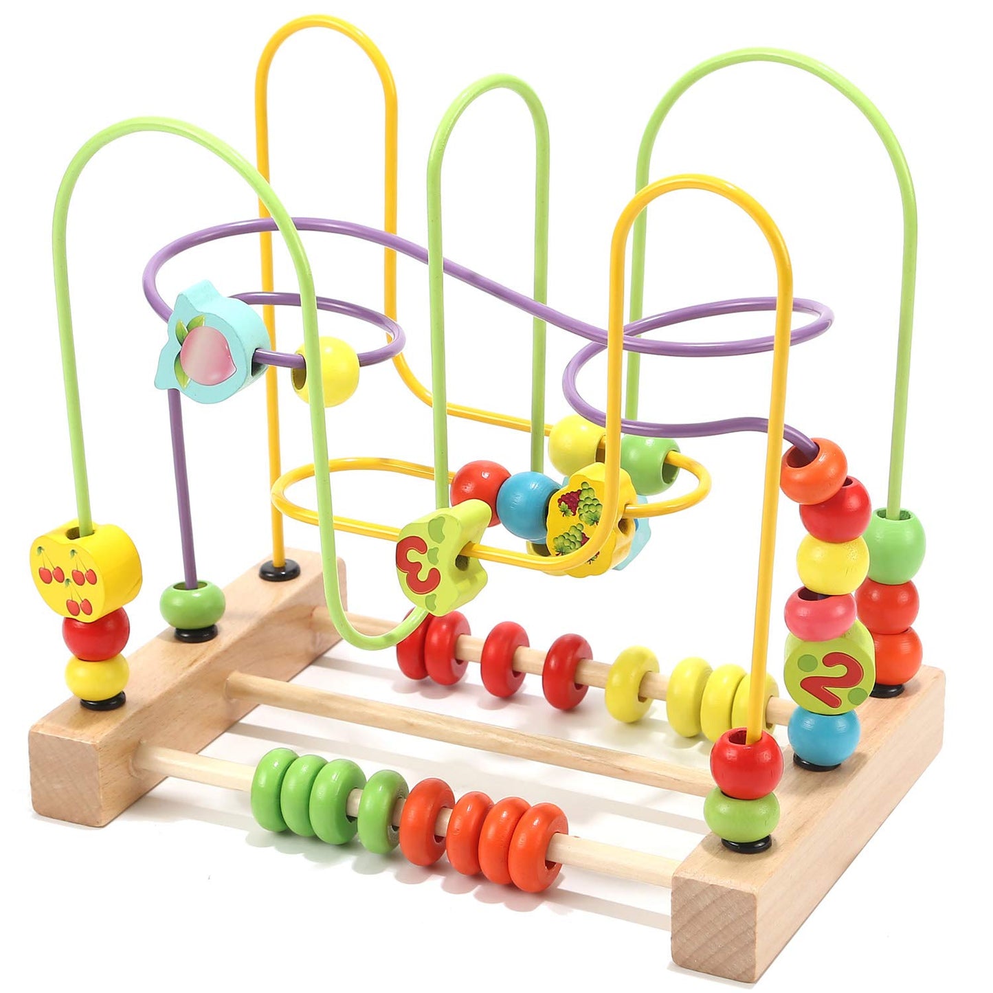 Wondertoys Bead Maze Toy for Kids — Wooden Colorful Abacus & Roller Coaster