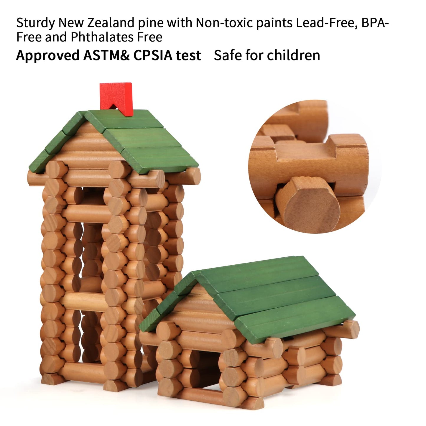 Wondertoys 328-Piece Wooden Logs Set for Kids 3+ | Classic Building Toys