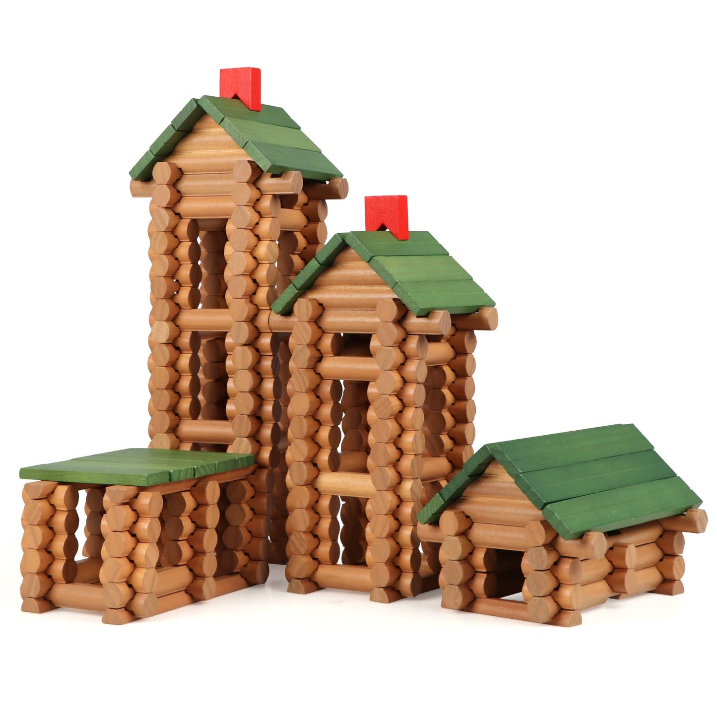 Wondertoys 328-Piece Wooden Logs Set for Kids 3+ | Classic Building Toys