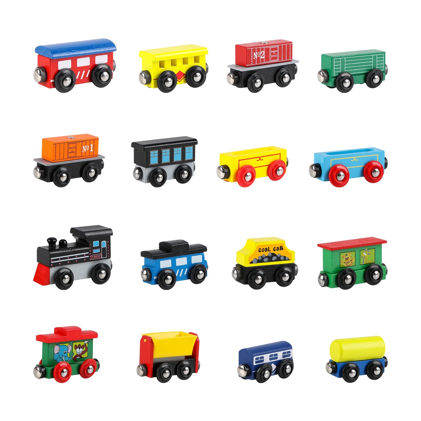 Wondertoys Wooden Train Set – 16 Pcs Magnetic Tracks with Storage Bag for Toddlers & Kids