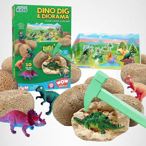 WONDERY KIDS Wow in The World Dino DIG & Diorama — 10 Excavation Eggs STEM Kit