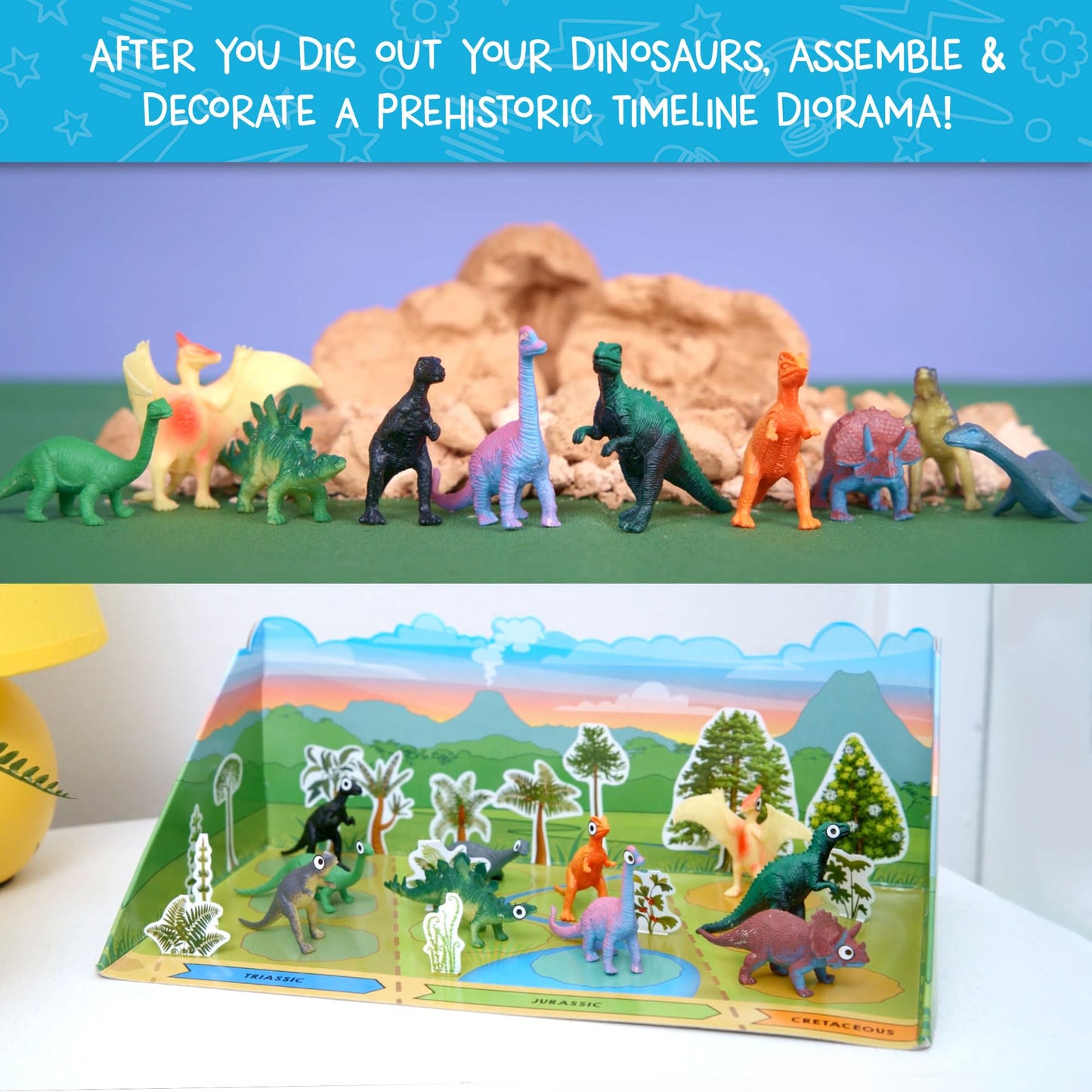 WONDERY KIDS Wow in The World Dino DIG & Diorama — 10 Excavation Eggs STEM Kit
