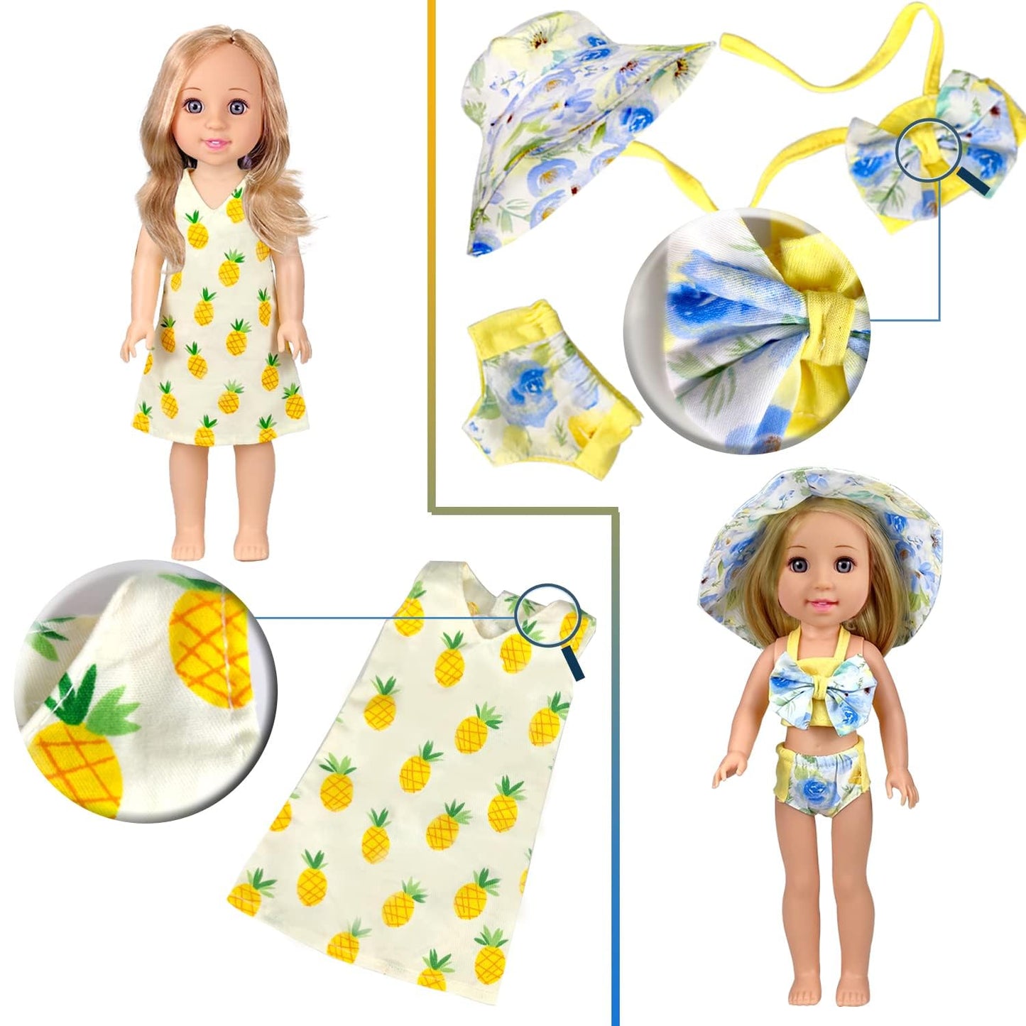 WONDOLL 10-Set Doll Clothes for 14-14.5 Inch Dolls | Handmade Outfits & Accessories