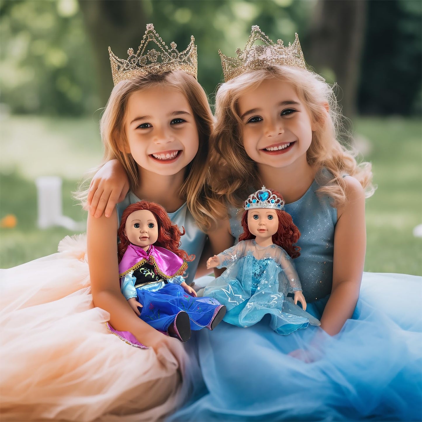 WONDOLL 18-Inch Doll Clothes & Accessories — 6 Princess Costumes with Tiaras