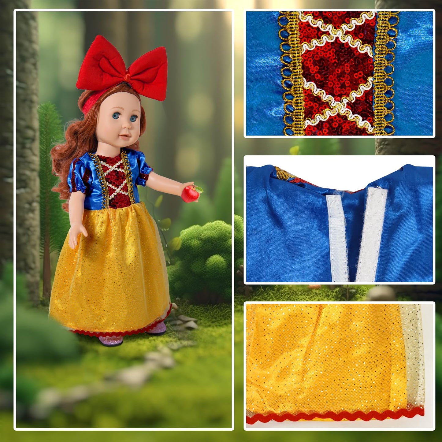 WONDOLL 18-Inch Doll Clothes & Accessories — 6 Princess Costumes with Tiaras
