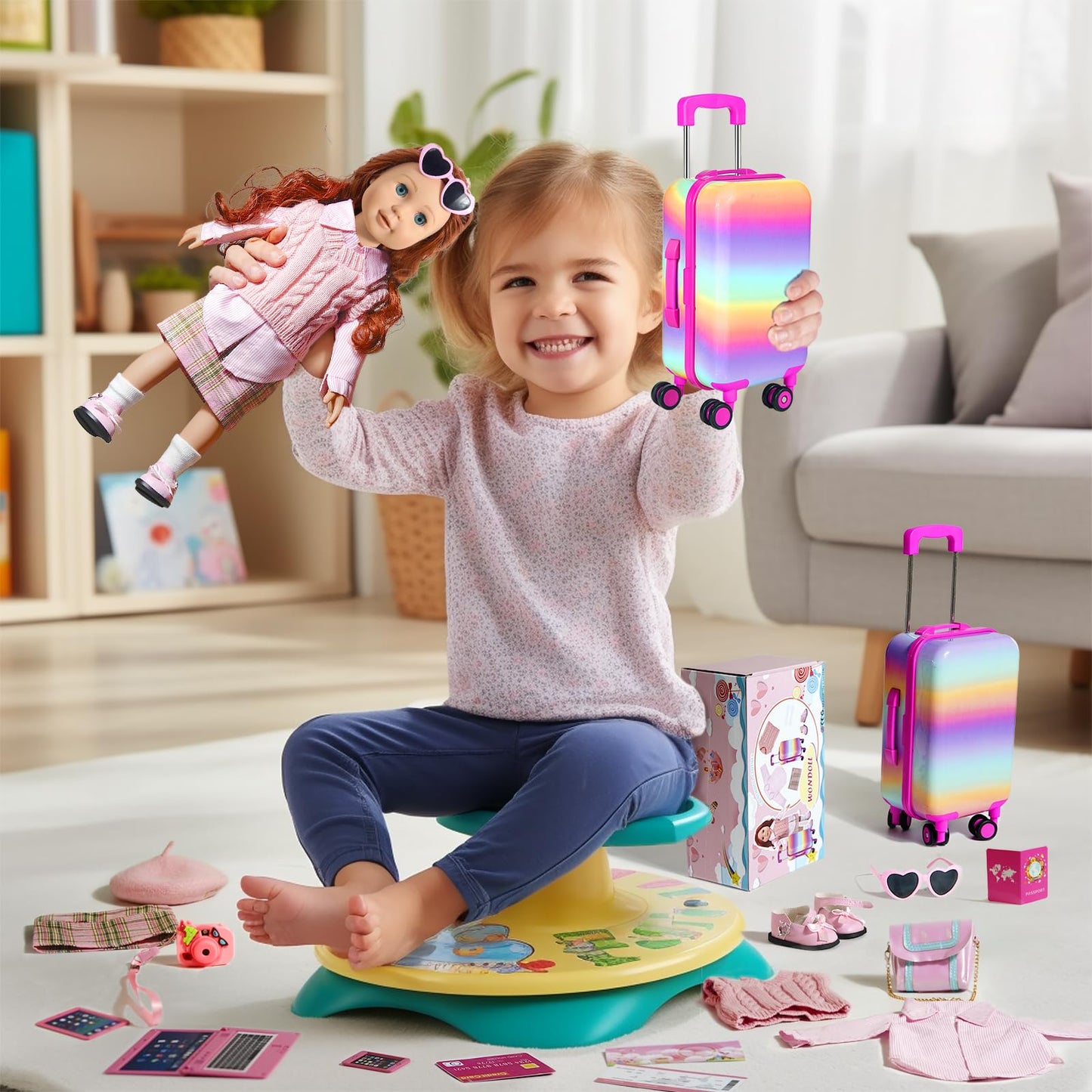 WONDOLL 27-Piece 18-Inch Doll Travel Suitcase Set – Luggage & Accessories