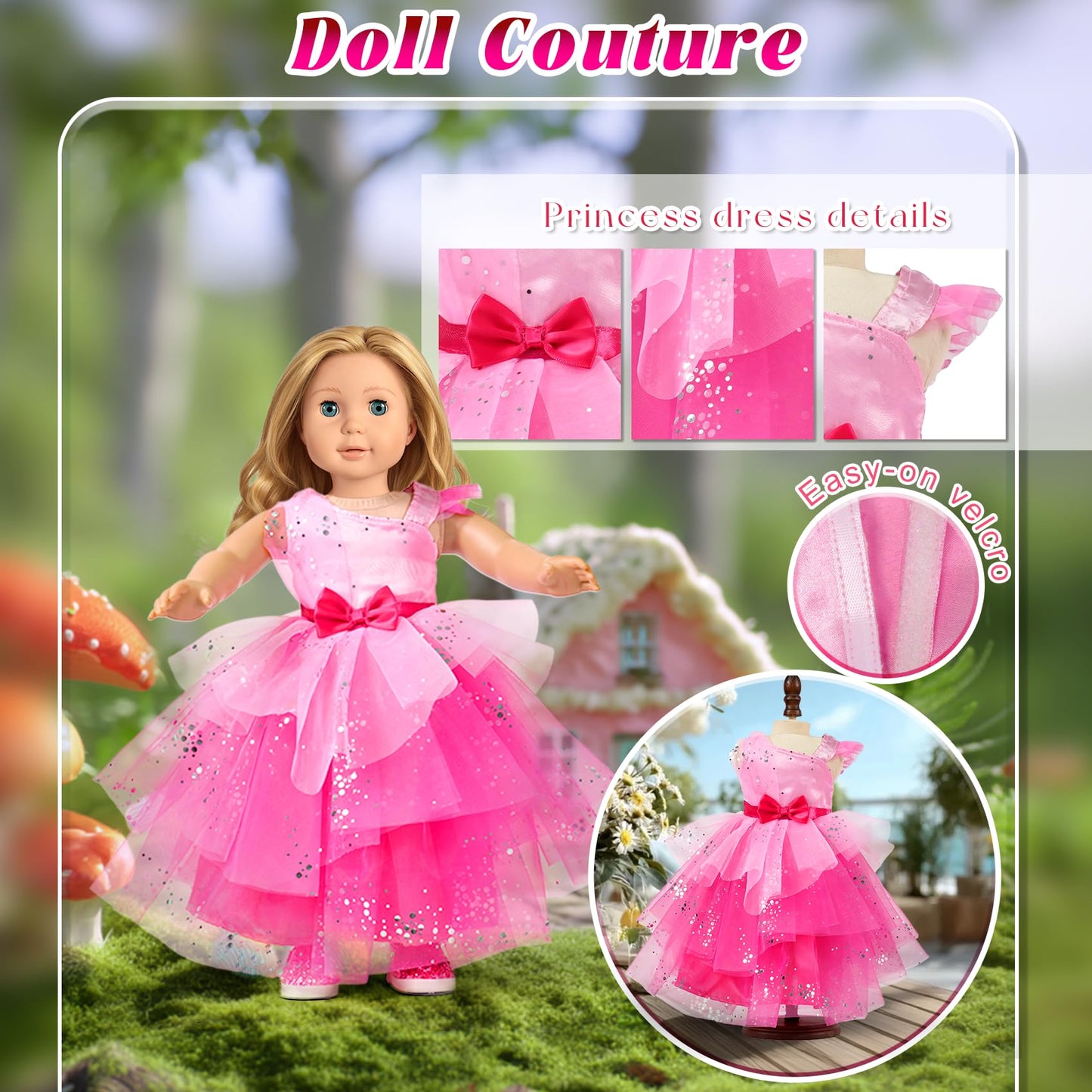 WONDOLL 18-Inch Doll Clothes & Accessories — 5-Piece Princess Dress Up Set