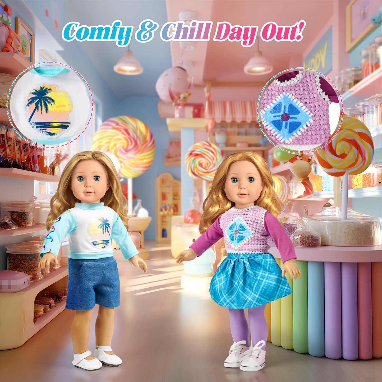 WONDOLL 9-Piece Doll Clothes Set for 18-Inch American Girl–Style Outfits