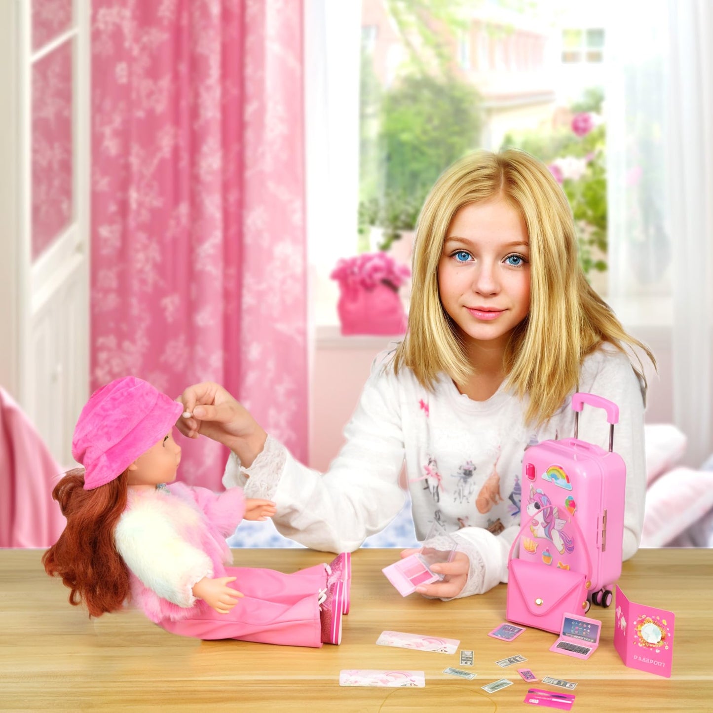 WONDOLL 26-Piece Travel Gear for 18-Inch Dolls – Luggage, Clothes & Accessories