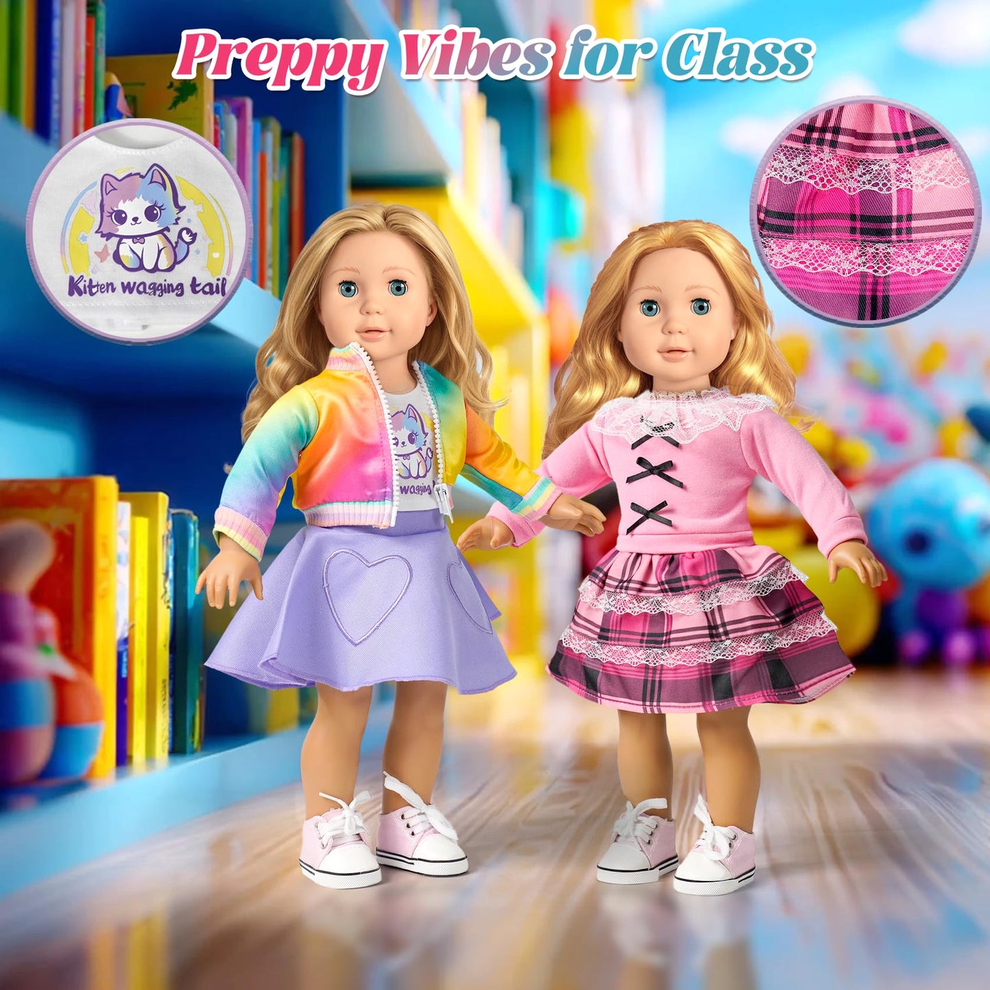 WONDOLL 9-Piece Doll Clothes Set for 18-Inch American Girl–Style Outfits