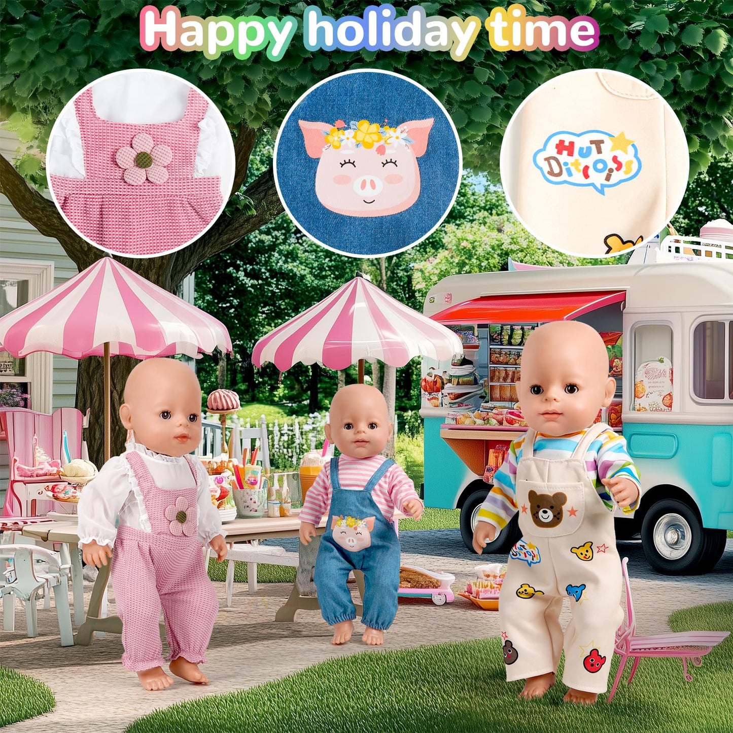 WONDOLL 6 Sets 14-16 Inch Doll Clothes & Accessories | Fits 43cm Newborn & 15 Inch Baby Doll