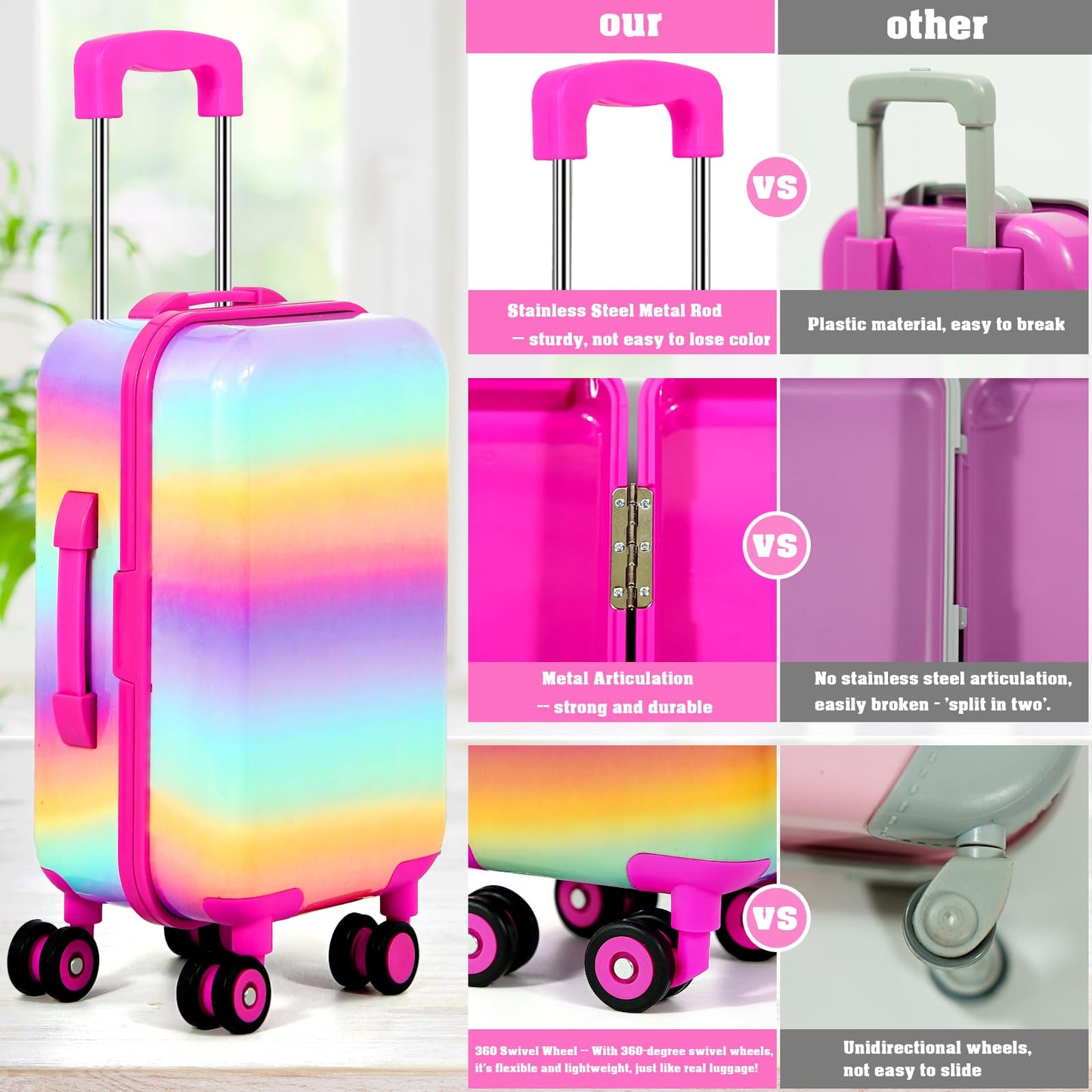 WONDOLL 27-Piece 18-Inch Doll Travel Suitcase Set – Luggage & Accessories