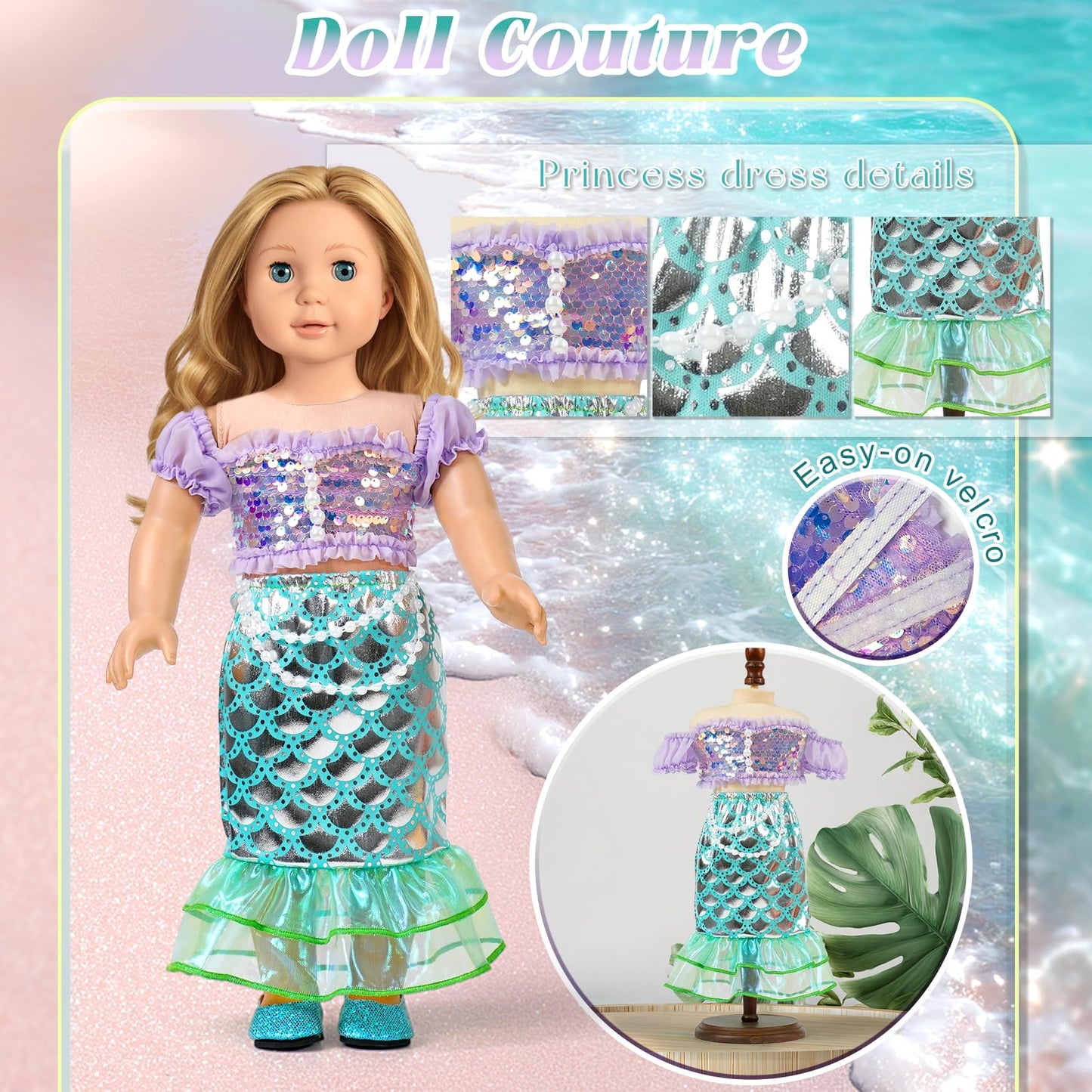 WONDOLL 18-Inch Doll Clothes & Accessories — 5-Piece Princess Dress Up Set