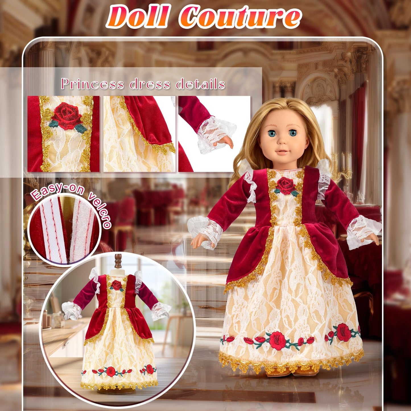 WONDOLL 18-Inch Doll Clothes & Accessories — 5-Piece Princess Dress Up Set