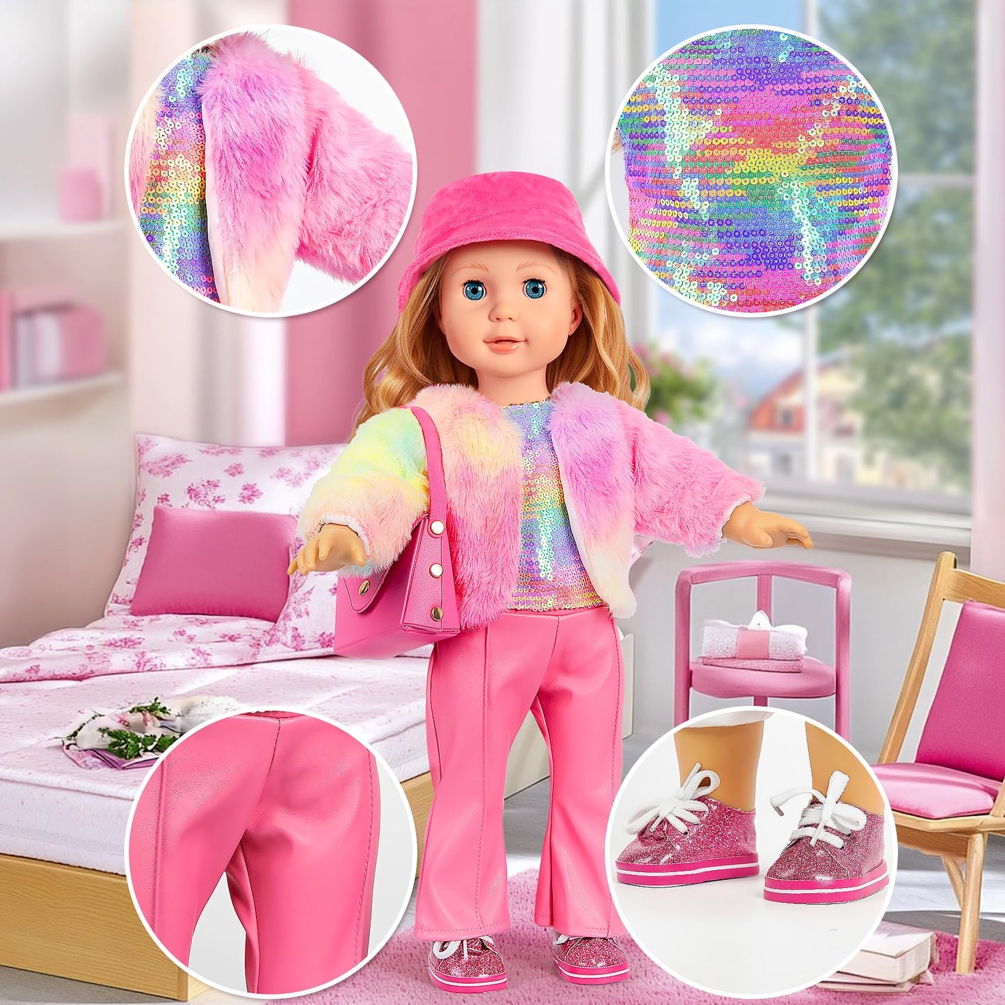 WONDOLL 26-Piece Travel Gear for 18-Inch Dolls – Luggage, Clothes & Accessories