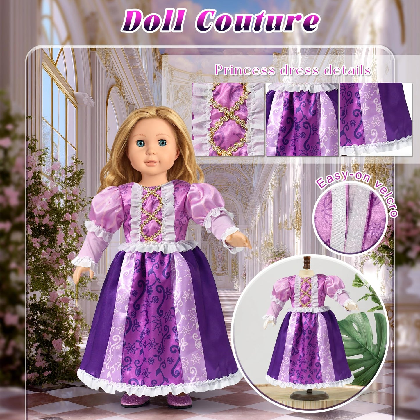 WONDOLL 18-Inch Doll Clothes & Accessories — 5-Piece Princess Dress Up Set