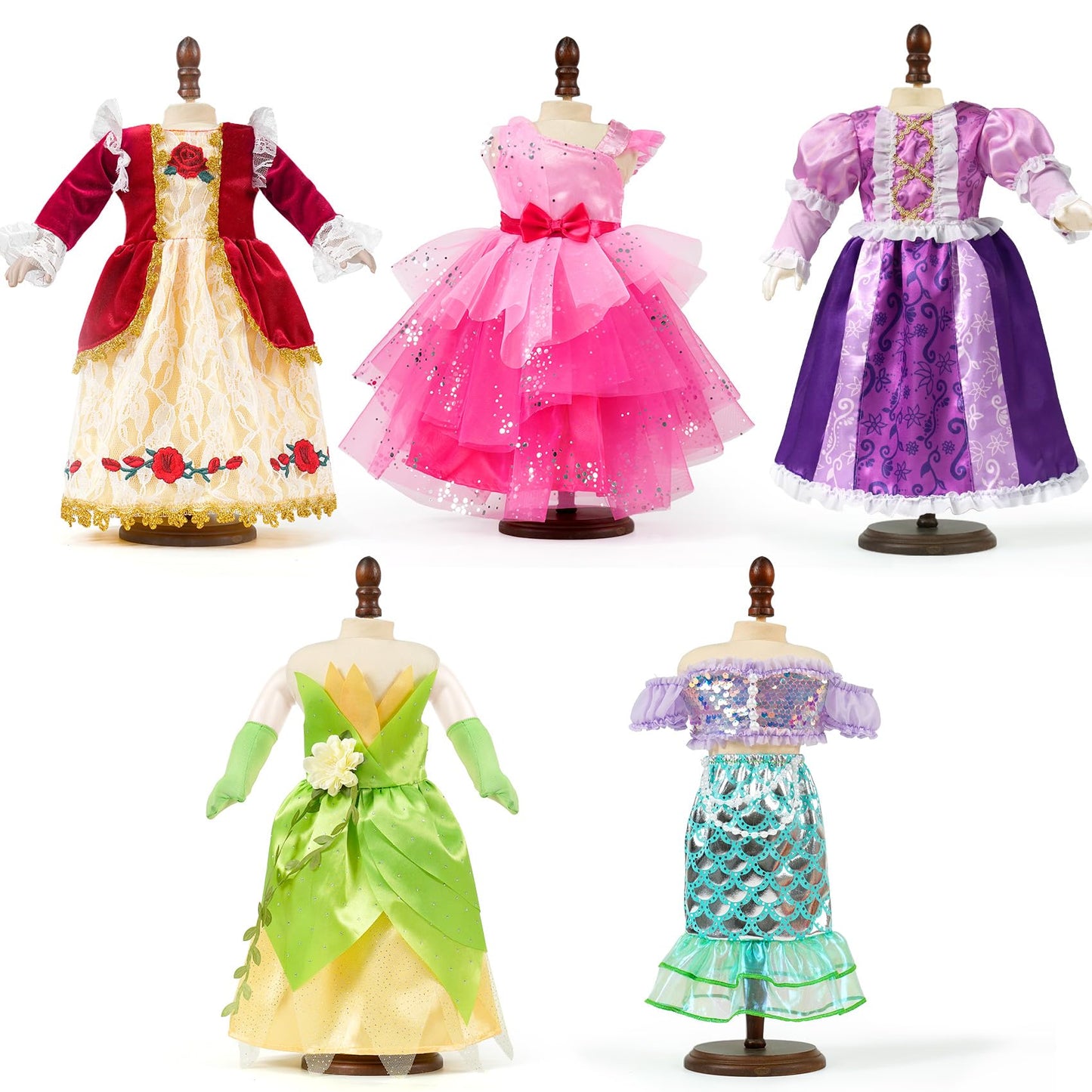 WONDOLL 18-Inch Doll Clothes & Accessories — 5-Piece Princess Dress Up Set