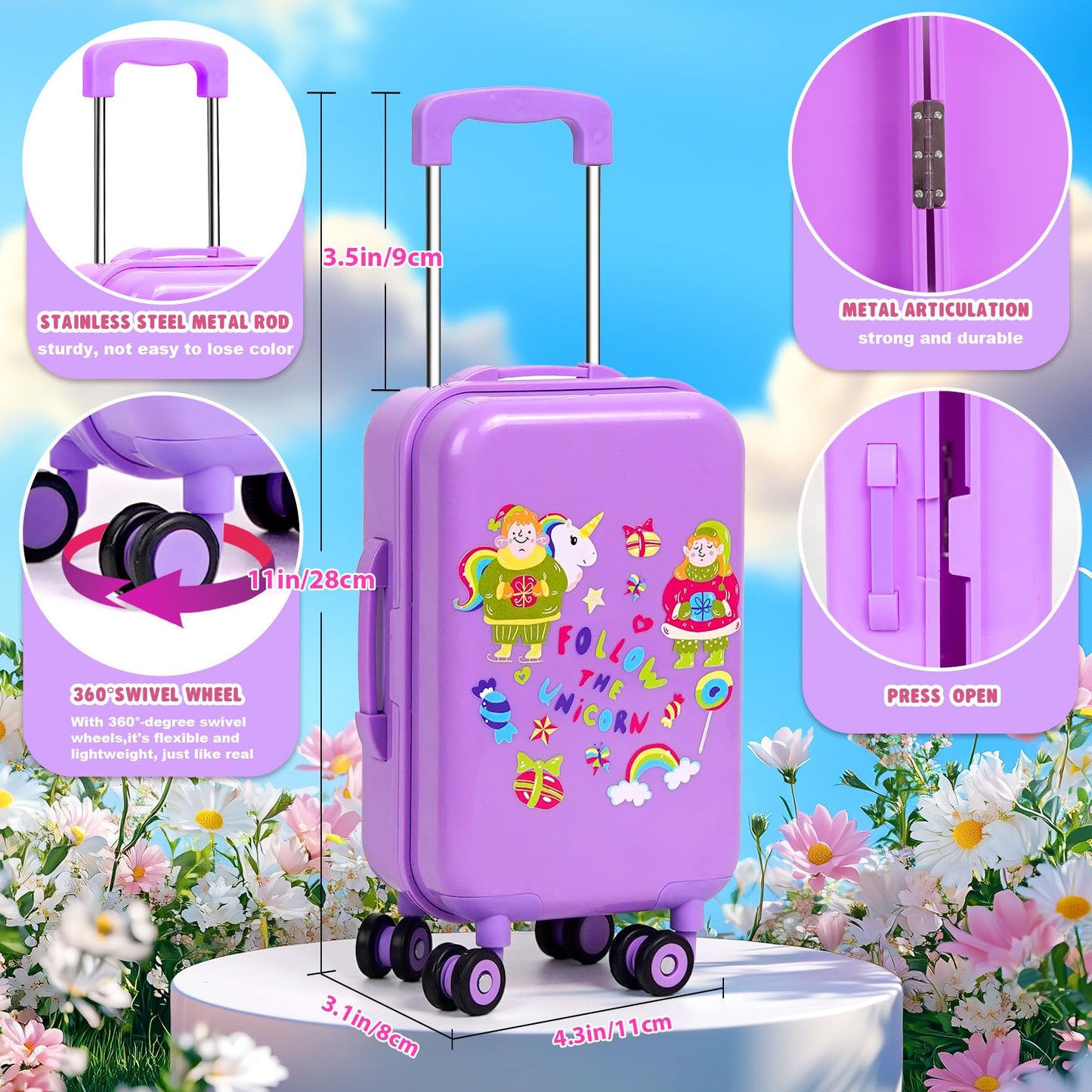 WONDOLL 18-Inch Doll Travel Set: Luggage, Clothes & Accessories (Dolls Not Included)