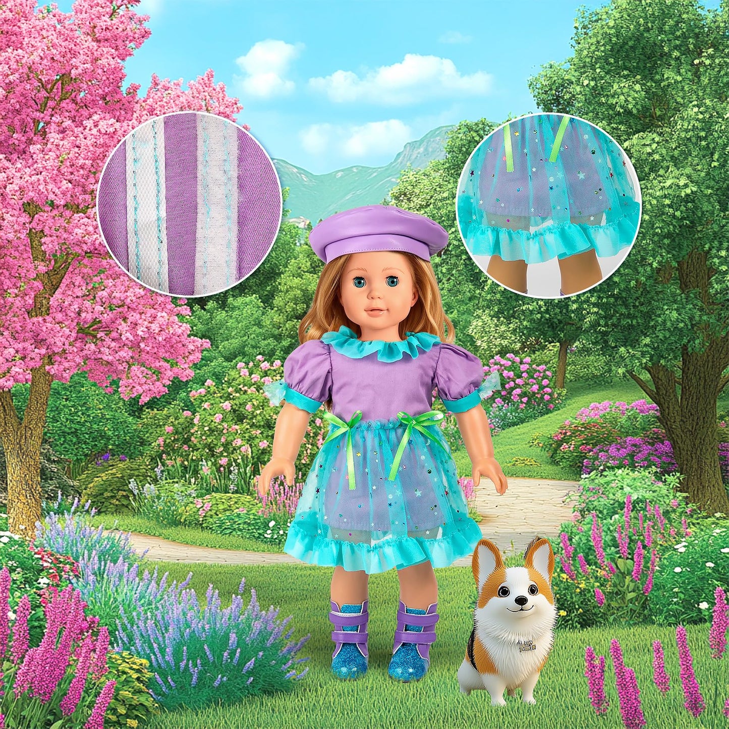 WONDOLL 18-Inch Doll Travel Set: Luggage, Clothes & Accessories (Dolls Not Included)