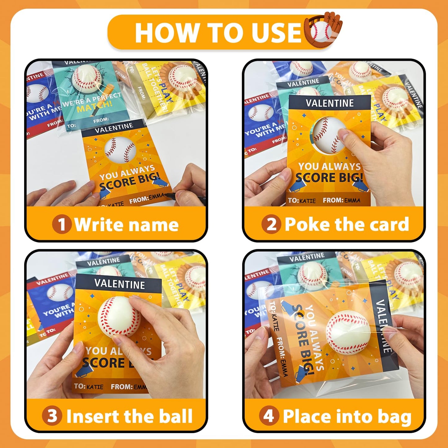 Wondrus Baseball Valentines Cards & 24 Mini Stress Balls – Non-Candy Classroom Gifts