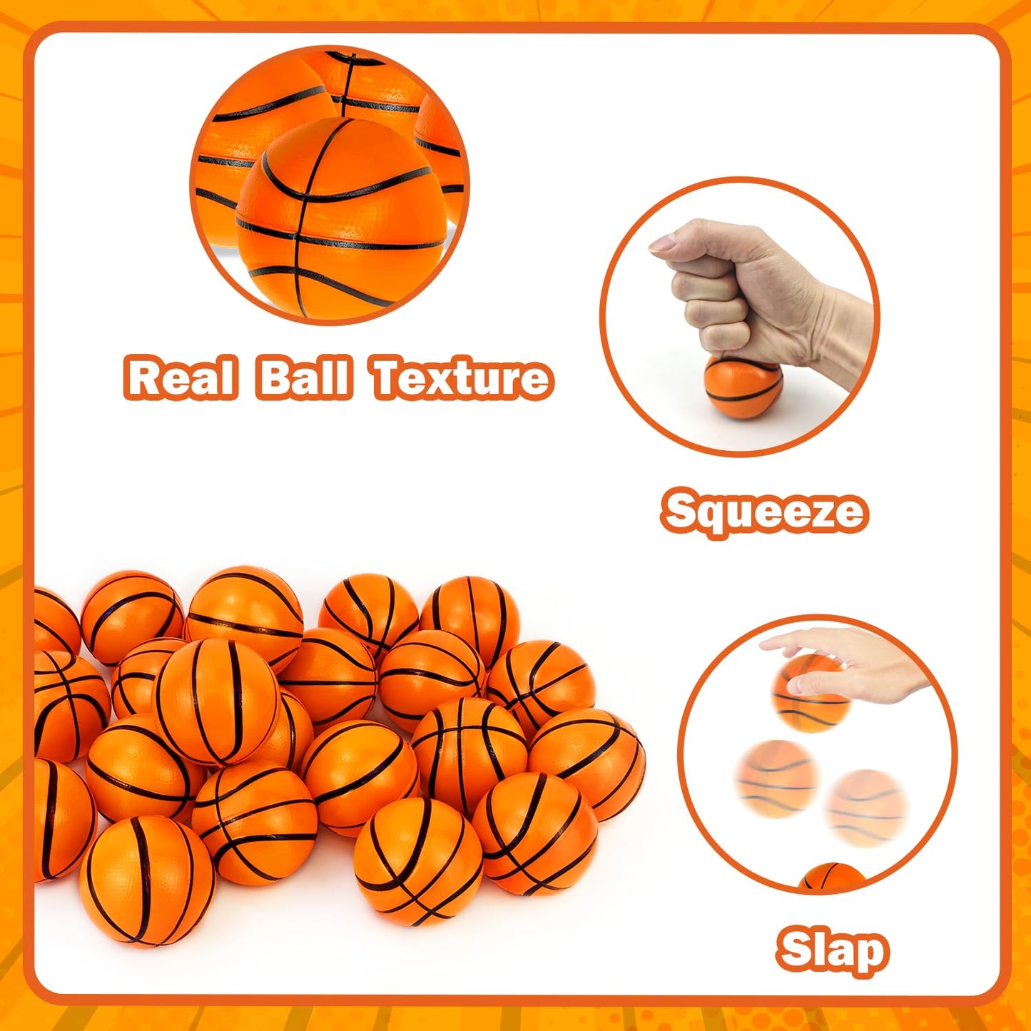 Wondrus Basketball Valentines Cards — 24 Mini Foam Toys for Kids