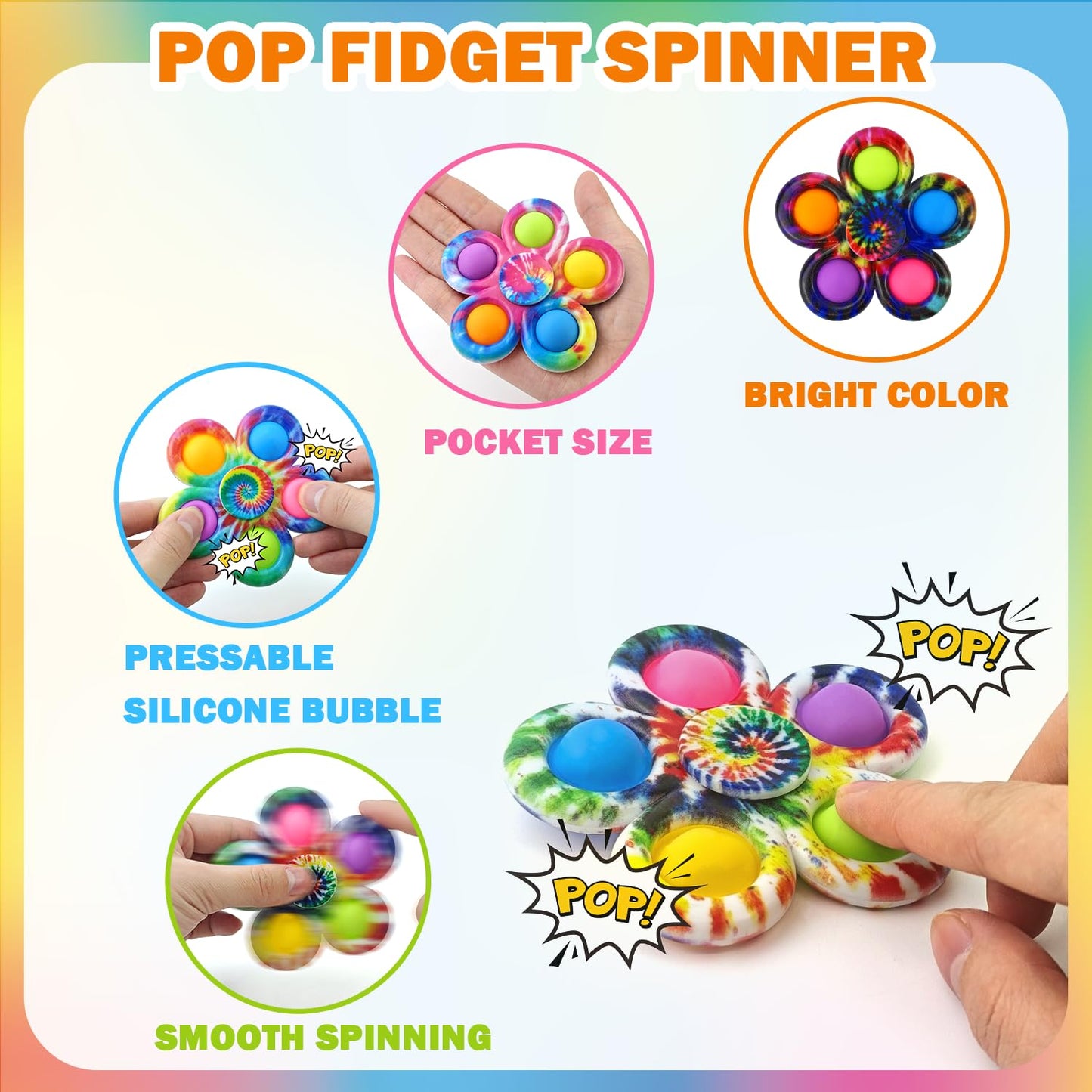 Wondrus Valentines Day Gifts - 24-Pack Fidget Spinners & Classroom Exchange Cards