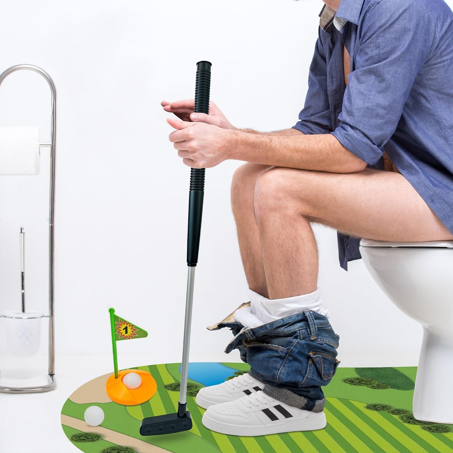 Wondrus Toilet Golf – Funny Mini Golf Gag Gift for Men, Dad & White Elephant