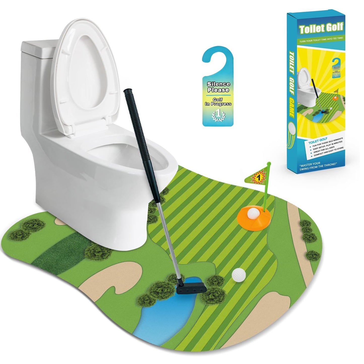 Wondrus Toilet Golf – Funny Mini Golf Gag Gift for Men, Dad & White Elephant
